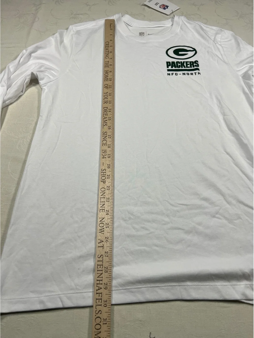 Nike Mens Green Bay Packers White Long Sleeve Dri-Fit Performance T-Shirt Large